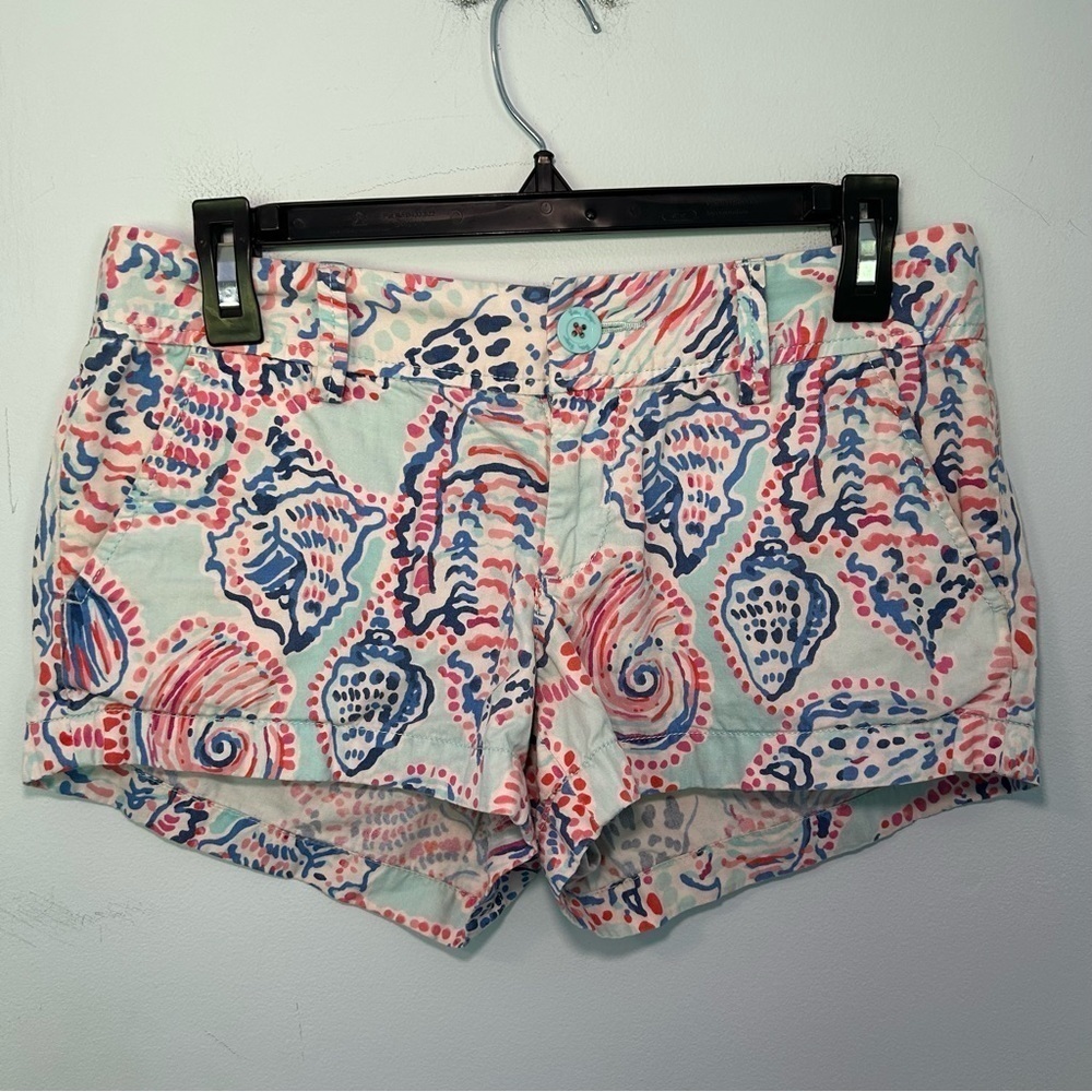 Lilly Pulitzer Shell Me About It Blue Seashell Print The Walsh Shorts Size 2